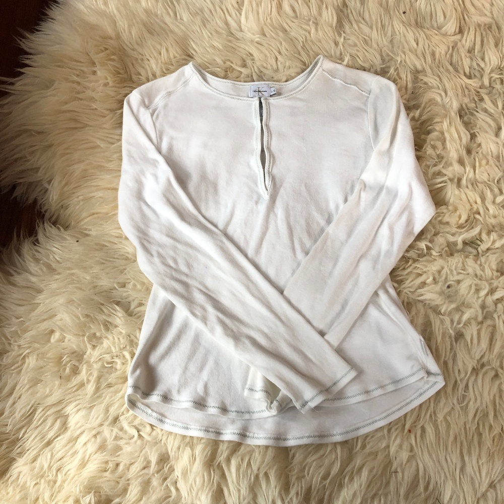 Calvin Klein Jeans Long Sleeve Henley T-Shirt 100% Cotton